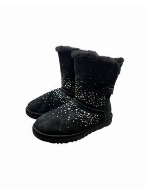 UGG Classic II Galaxy Bling Black Suede Crystal Sheepskin Boots Women’s Size 6